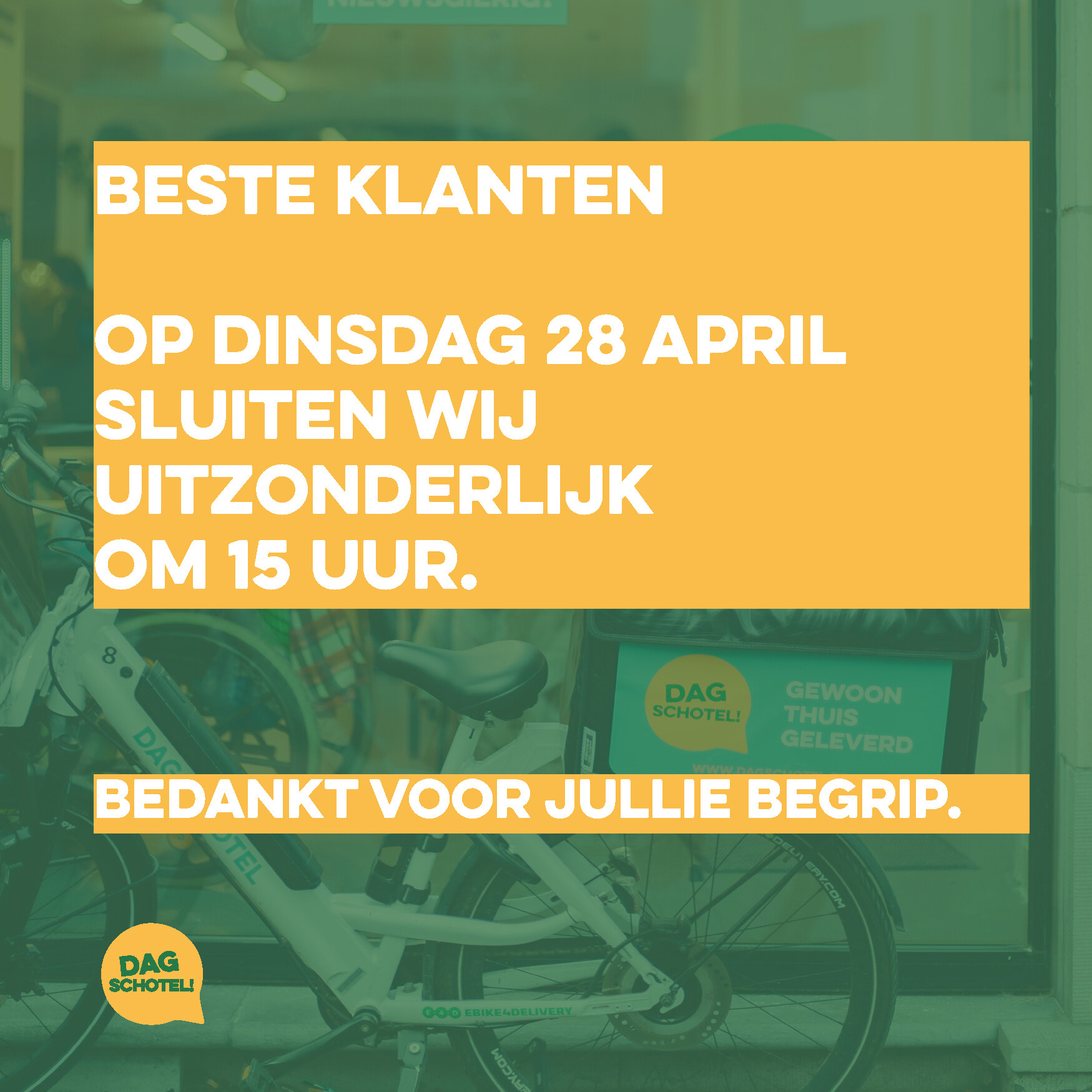 Vroegere sluiting 28/04